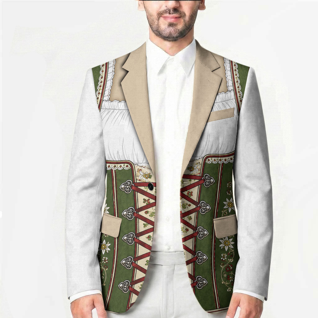 Dirndl Costume Oktoberfest Blazer German Tracht Edelweiss Green Version
