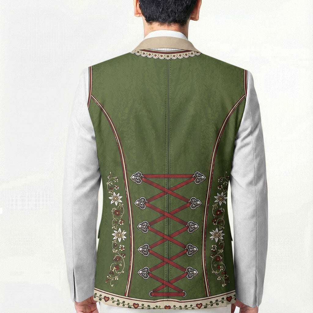 Dirndl Costume Oktoberfest Blazer German Tracht Edelweiss Green Version