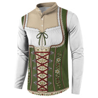 Dirndl Costume Oktoberfest Button Sweatshirt German Tracht Edelweiss Green Version
