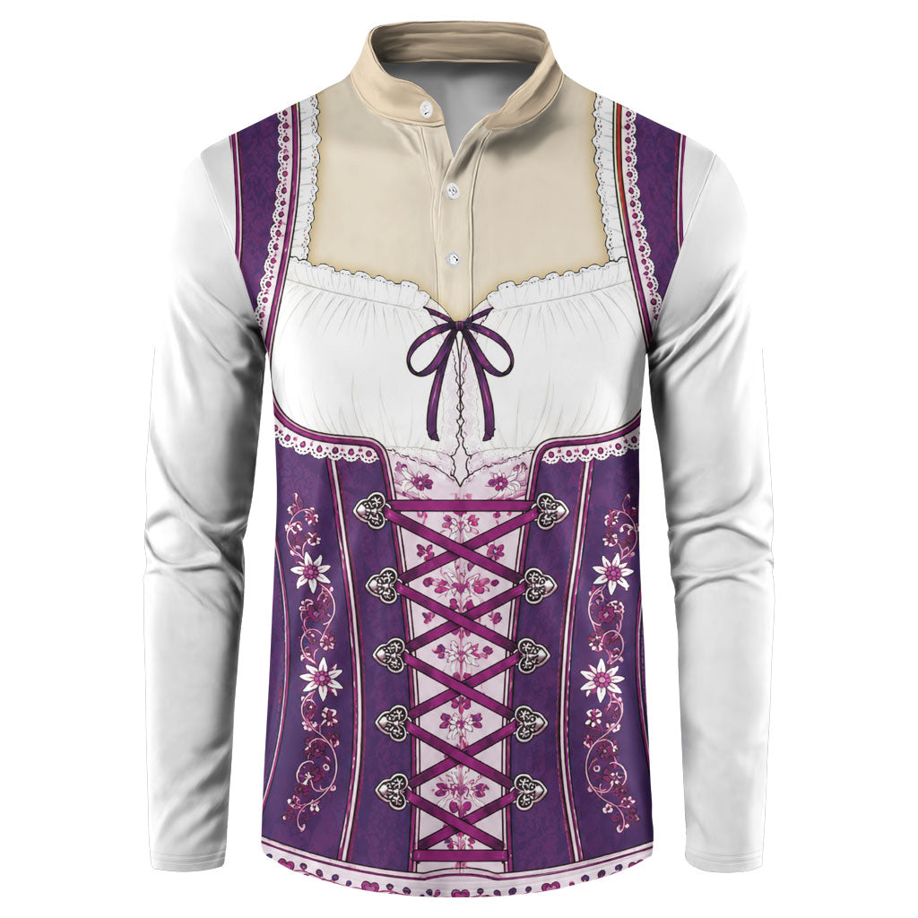 Dirndl Costume Oktoberfest Button Sweatshirt German Tracht Edelweiss Purple Version