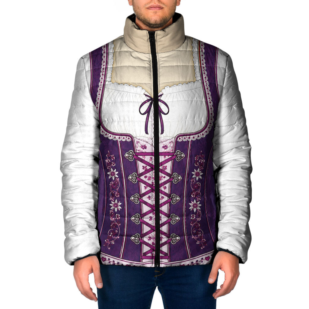 Dirndl Costume Oktoberfest Padded Jacket German Tracht Edelweiss Purple Version