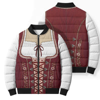 Dirndl Costume Oktoberfest Bomber Puffer Jacket German Tracht Edelweiss Red Version