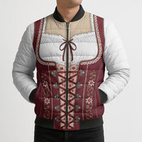 Dirndl Costume Oktoberfest Bomber Puffer Jacket German Tracht Edelweiss Red Version