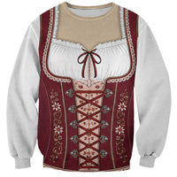Dirndl Costume Oktoberfest Sweatshirt German Tracht Edelweiss Red Version