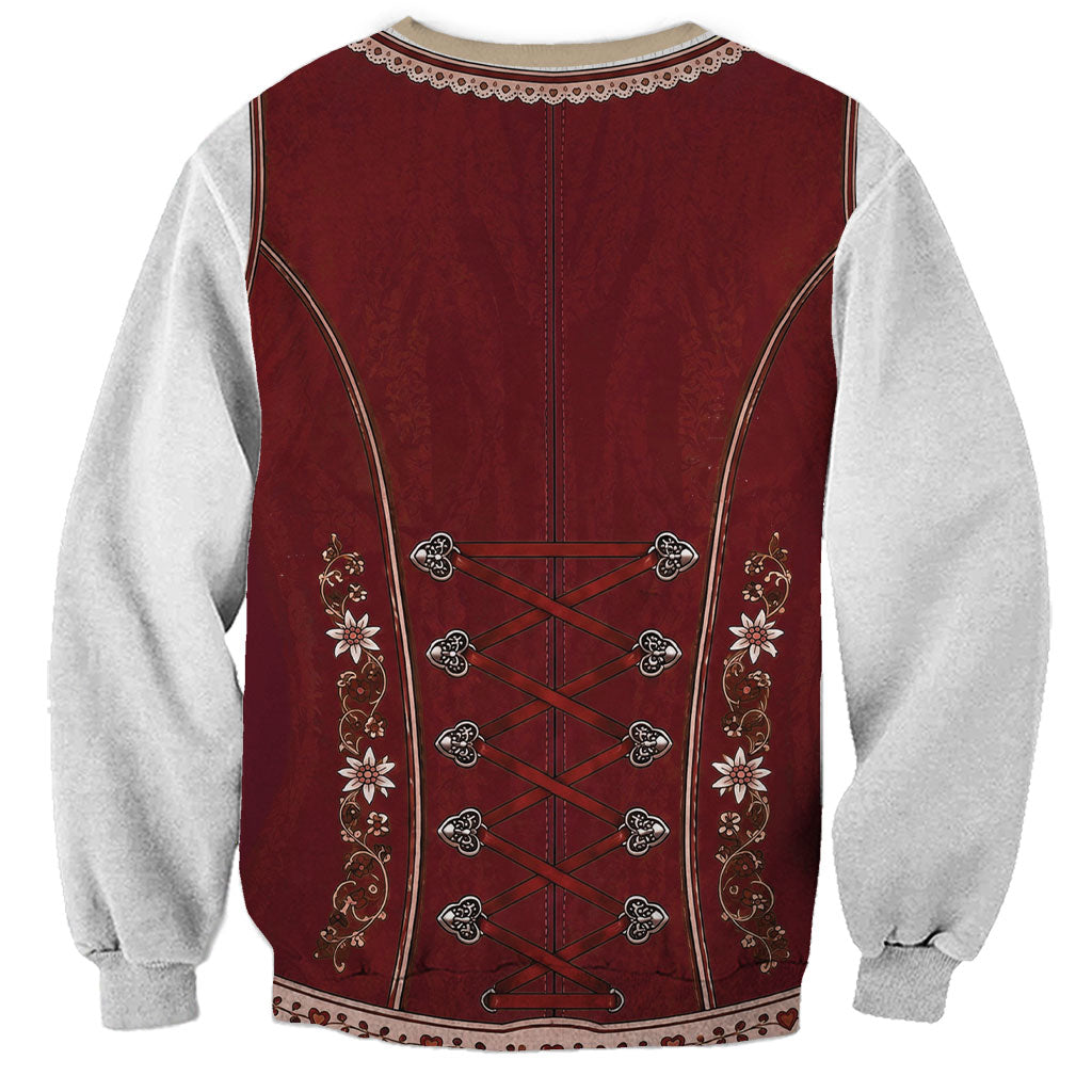 Dirndl Costume Oktoberfest Sweatshirt German Tracht Edelweiss Red Version