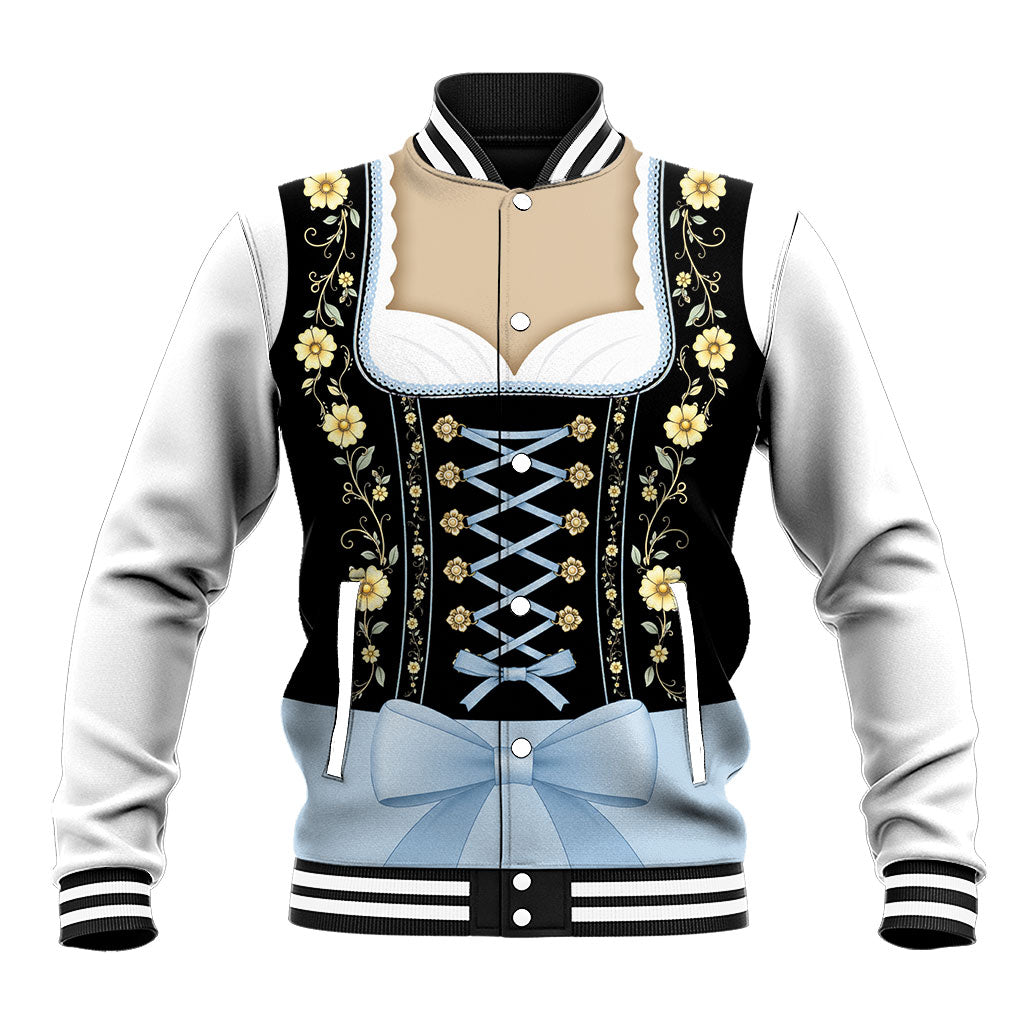 Personalised Dirndl Costume Oktoberfest Baseball Jacket German Tracht Floral Coquette Bow