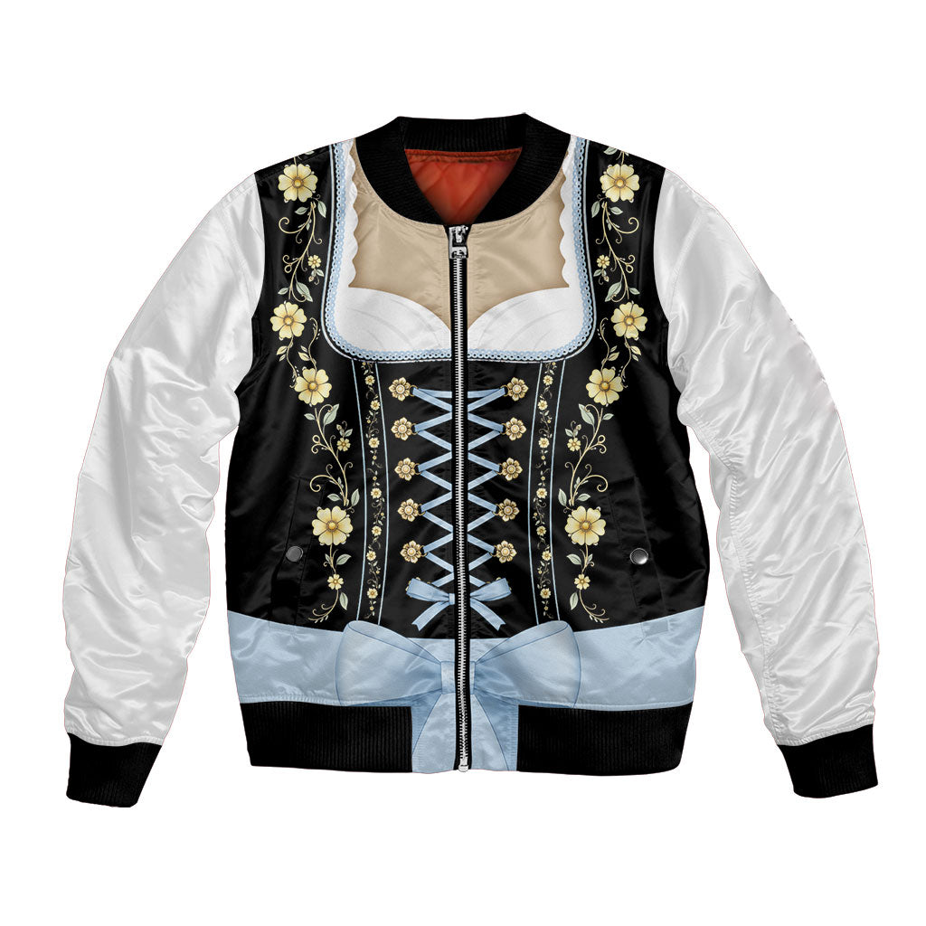 Personalised Dirndl Costume Oktoberfest Bomber Jacket German Tracht Floral Coquette Bow