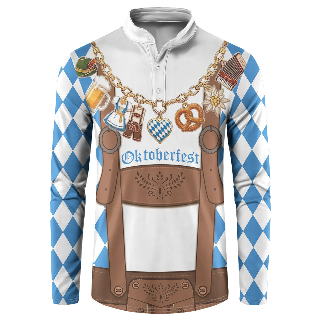 Lederhosen Costume Oktoberfest Button Sweatshirt Iconic Symbols Necklace Bavarian Flag Pattern