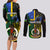 Personalised South Sea Islanders Couples Matching Long Sleeve Bodycon Dress and Long Sleeve Button Shirts Kanakas With Vanuatu Coat Of Arms - Wonder Print Shop