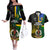 Personalised South Sea Islanders Couples Matching Off The Shoulder Long Sleeve Dress and Hawaiian Shirt Kanakas With Vanuatu Coat Of Arms - Wonder Print Shop