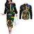 personalised-south-sea-islanders-couples-matching-off-the-shoulder-long-sleeve-dress-and-long-sleeve-button-shirts-kanakas-with-vanuatu-coat-of-arms