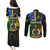 Personalised South Sea Islanders Couples Matching Puletasi Dress and Long Sleeve Button Shirts Kanakas With Vanuatu Coat Of Arms - Wonder Print Shop