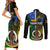 Personalised South Sea Islanders Couples Matching Short Sleeve Bodycon Dress and Long Sleeve Button Shirts Kanakas With Vanuatu Coat Of Arms - Wonder Print Shop