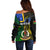 Personalised South Sea Islanders Off Shoulder Sweater Kanakas With Vanuatu Coat Of Arms - Wonder Print Shop