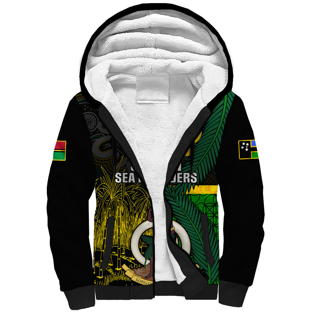 Personalised South Sea Islanders Sherpa Hoodie Kanakas With Vanuatu Coat Of Arms - Wonder Print Shop