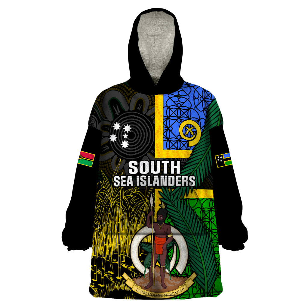 Personalised South Sea Islanders Wearable Blanket Hoodie Kanakas With Vanuatu Coat Of Arms - Wonder Print Shop