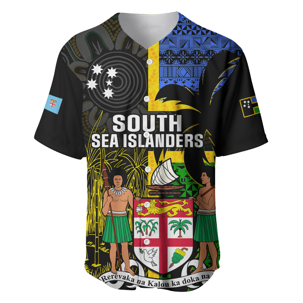 Personalised South Sea Islanders Baseball Jersey Kanakas With Fiji Coat Of Arms - Wonder Print Shop