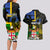 Personalised South Sea Islanders Couples Matching Long Sleeve Bodycon Dress and Hawaiian Shirt Kanakas With Fiji Coat Of Arms - Wonder Print Shop