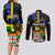 Personalised South Sea Islanders Couples Matching Long Sleeve Bodycon Dress and Long Sleeve Button Shirts Kanakas With Fiji Coat Of Arms - Wonder Print Shop