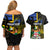 Personalised South Sea Islanders Couples Matching Off Shoulder Short Dress and Hawaiian Shirt Kanakas With Fiji Coat Of Arms - Wonder Print Shop