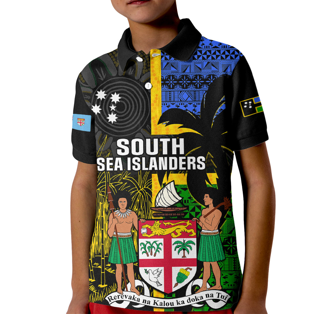 Personalised South Sea Islanders Kid Polo Shirt Kanakas With Fiji Coat Of Arms - Wonder Print Shop