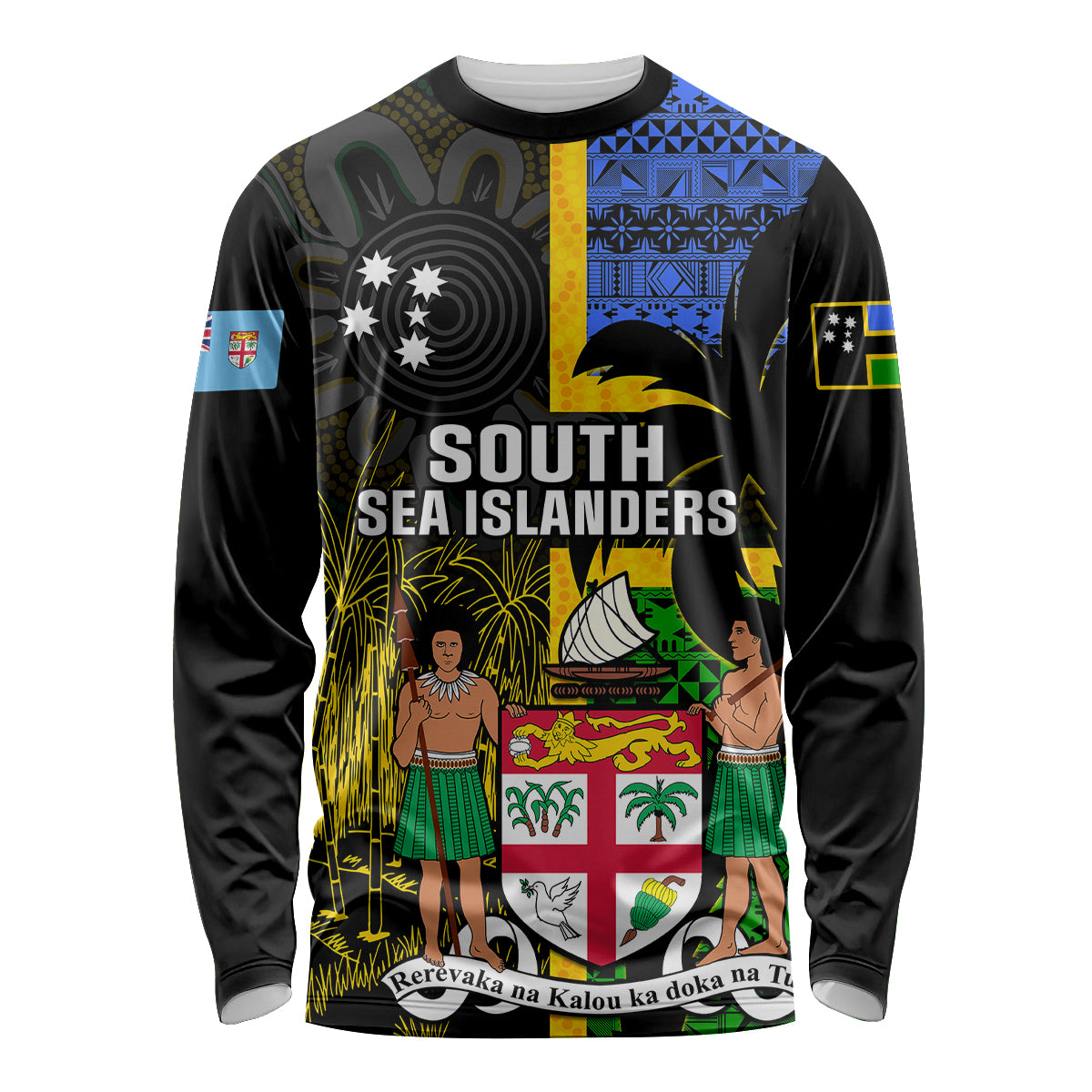 Personalised South Sea Islanders Long Sleeve Shirt Kanakas With Fiji Coat Of Arms - Wonder Print Shop