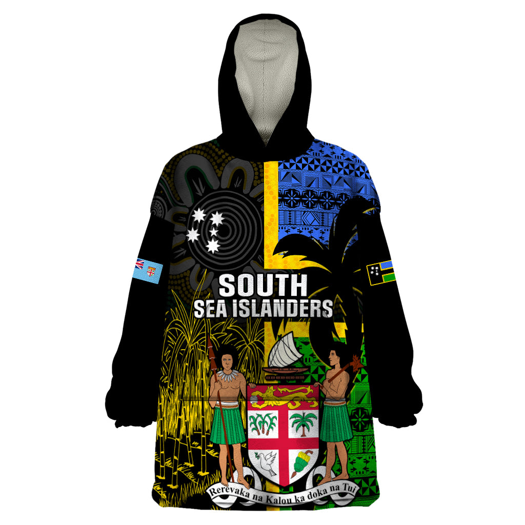 Personalised South Sea Islanders Wearable Blanket Hoodie Kanakas With Fiji Coat Of Arms - Wonder Print Shop