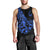 Polynesia Men Tank Top Fish Hook Tattoo Go Fishing Polynesian Pattern Blue - Wonder Print Shop