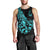 Polynesia Men Tank Top Fish Hook Tattoo Go Fishing Polynesian Pattern Turquosie - Wonder Print Shop