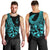 Polynesia Men Tank Top Fish Hook Tattoo Go Fishing Polynesian Pattern Turquosie - Wonder Print Shop