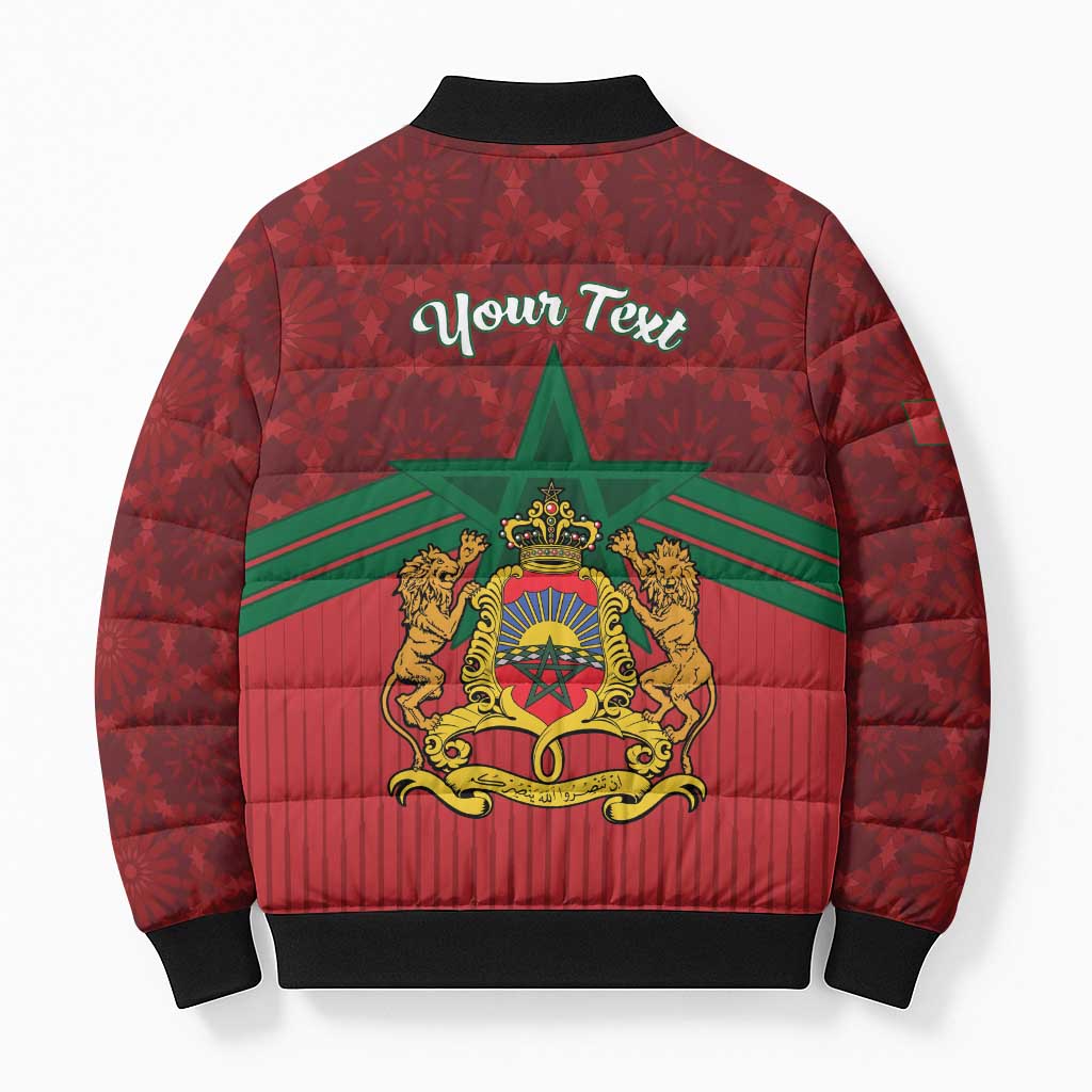 Personalized Morocco Independence Day Bomber Puffer Jacket 1956 Proud Islamic Pattern - Wonder Print Shop