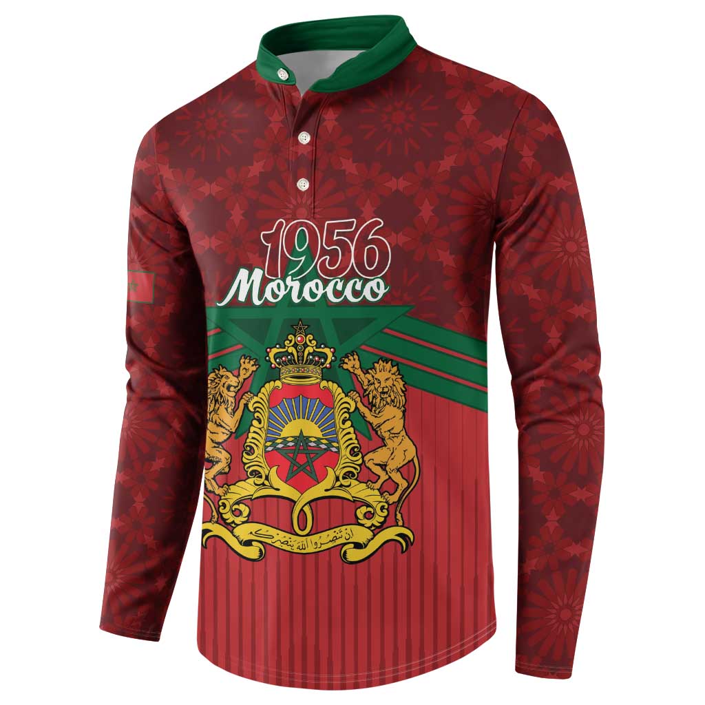 Personalized Morocco Independence Day Button Sweatshirt 1956 Proud Islamic Pattern - Wonder Print Shop