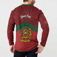 Personalized Morocco Independence Day Button Sweatshirt 1956 Proud Islamic Pattern - Wonder Print Shop