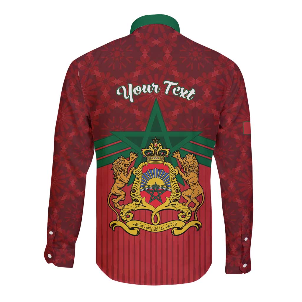 Personalized Morocco Independence Day Long Sleeve Button Shirt 1956 Proud Islamic Pattern - Wonder Print Shop