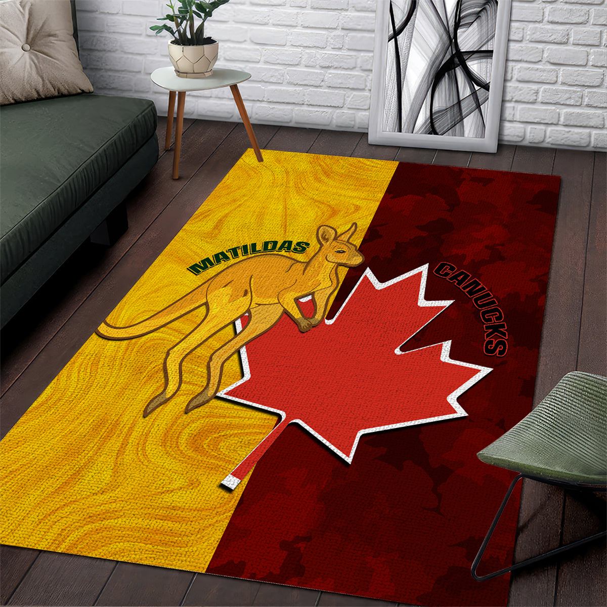 Australia And Canada Soccer Area Rug Matildas Combine Canucks Together - Wonder Print Shop