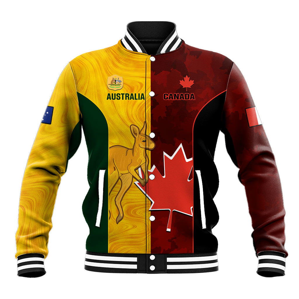 Australia And Canada Soccer Baseball Jacket Matildas Combine Canucks Together - Wonder Print Shop