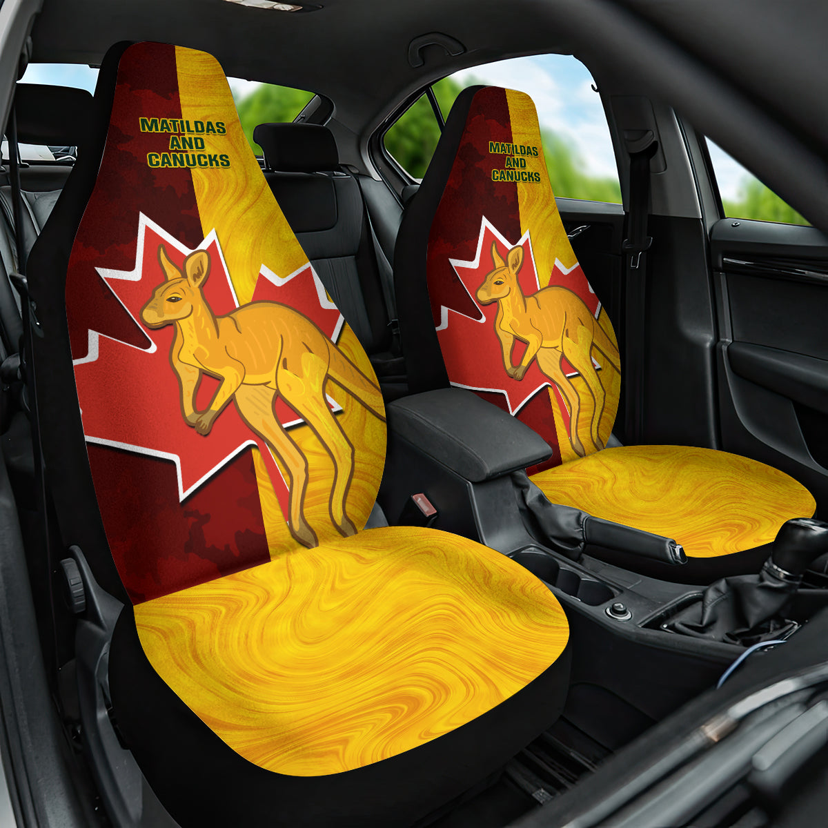 Australia And Canada Soccer Car Seat Cover Matildas Combine Canucks Together - Wonder Print Shop