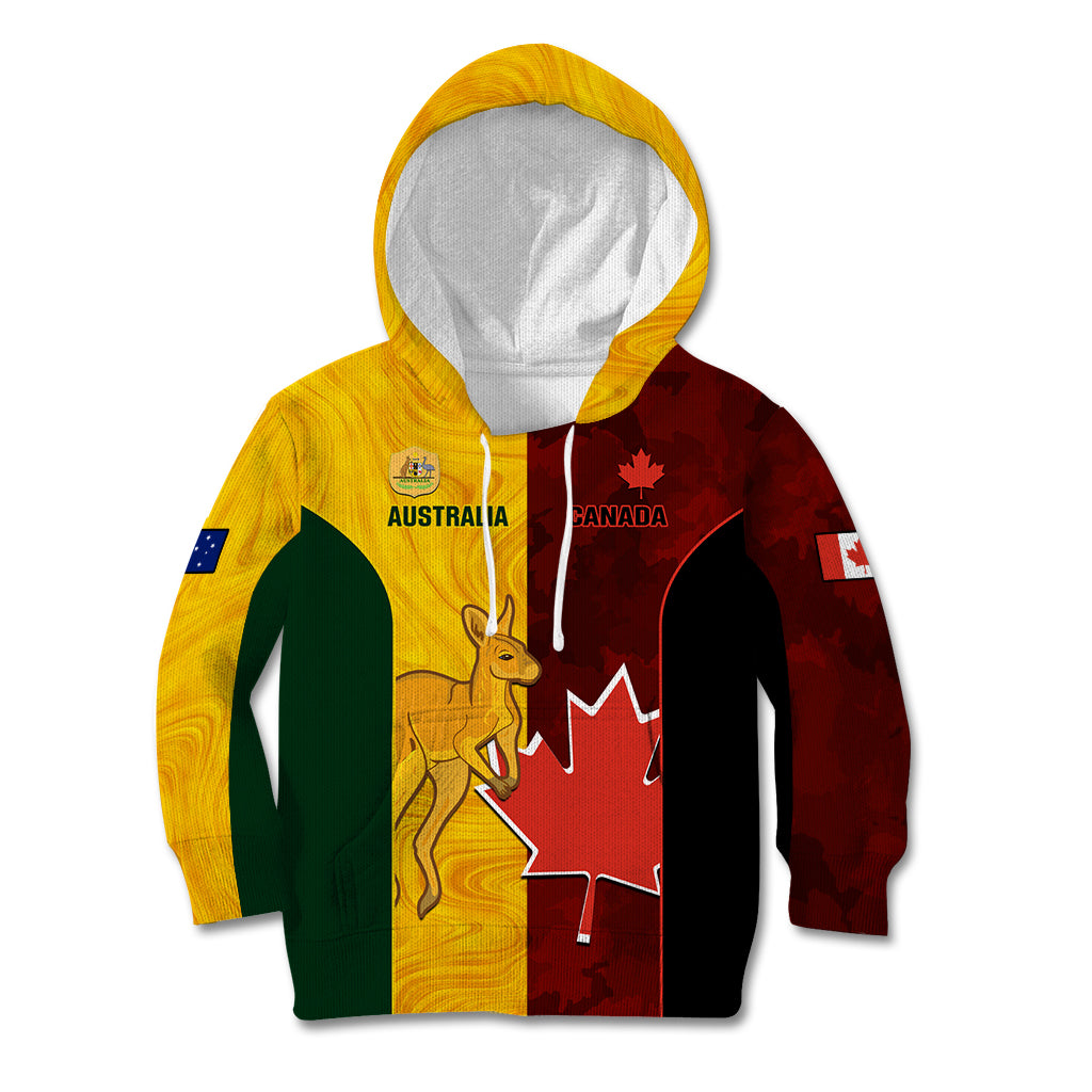 Australia And Canada Soccer Kid Hoodie Matildas Combine Canucks Together - Wonder Print Shop