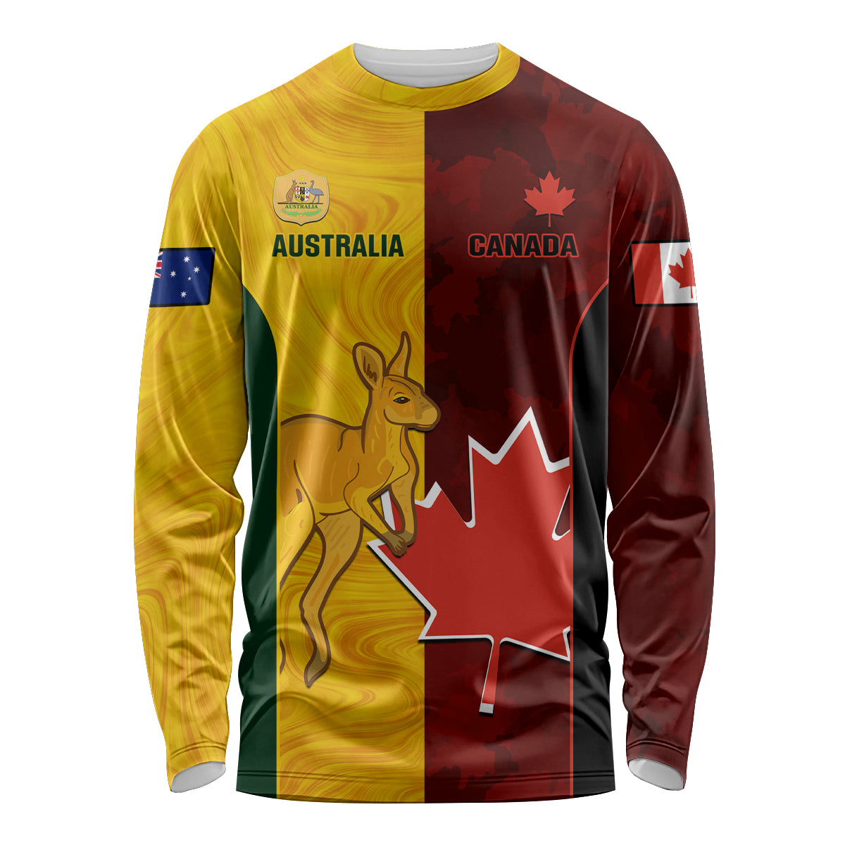 Australia And Canada Soccer Long Sleeve Shirt Matildas Combine Canucks Together - Wonder Print Shop