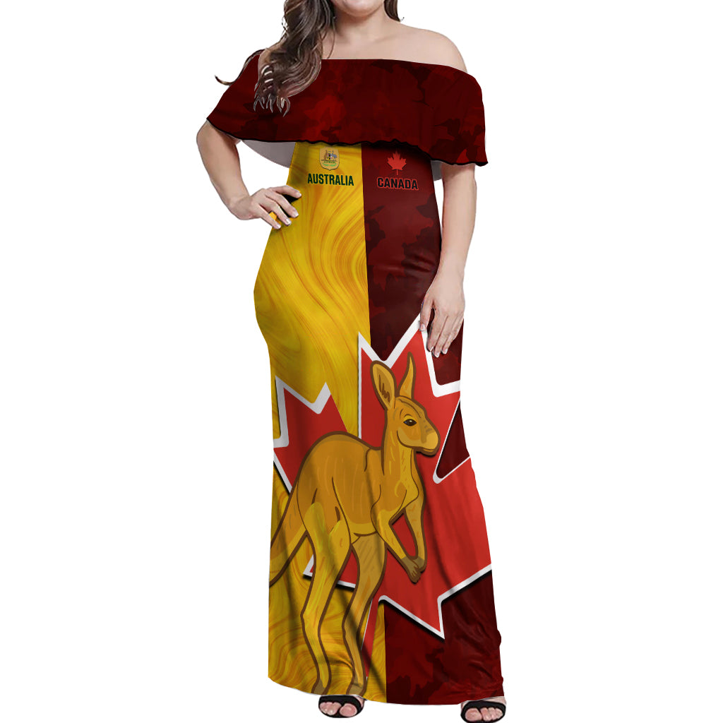 Australia And Canada Soccer Off Shoulder Maxi Dress Matildas Combine Canucks Together - Wonder Print Shop