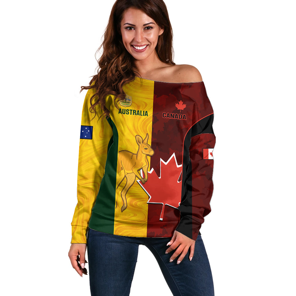 Australia And Canada Soccer Off Shoulder Sweater Matildas Combine Canucks Together - Wonder Print Shop