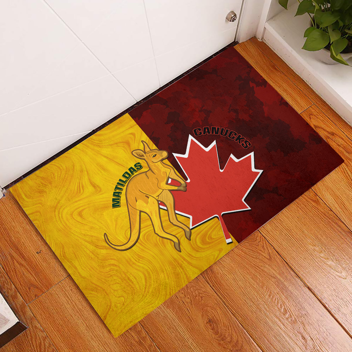 Australia And Canada Soccer Rubber Doormat Matildas Combine Canucks Together - Wonder Print Shop