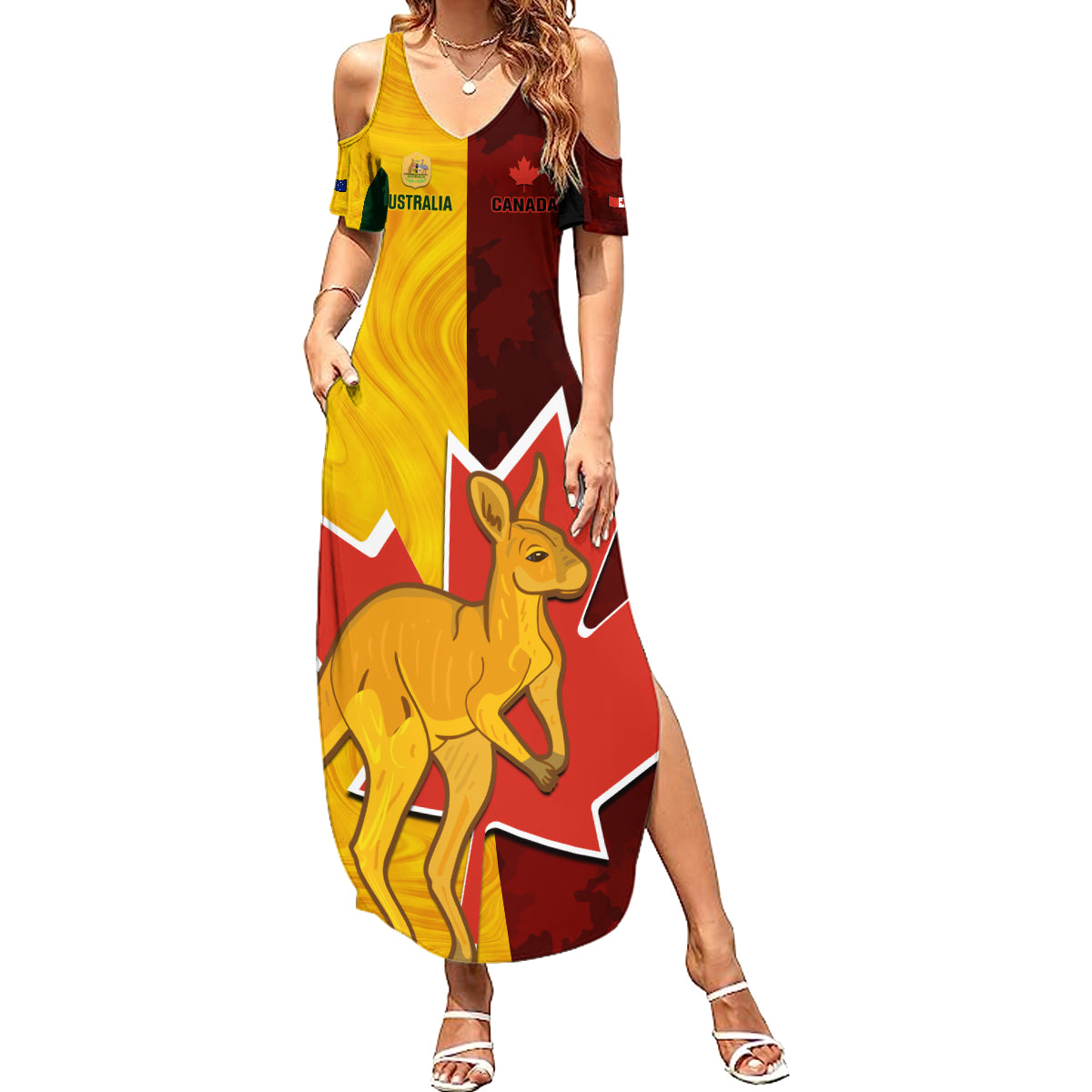 Australia And Canada Soccer Summer Maxi Dress Matildas Combine Canucks Together - Wonder Print Shop