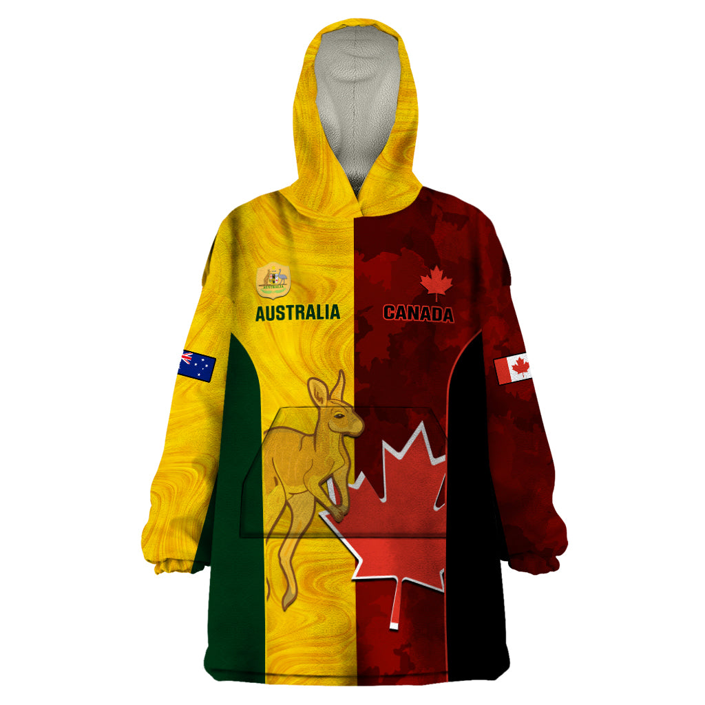 Australia And Canada Soccer Wearable Blanket Hoodie Matildas Combine Canucks Together - Wonder Print Shop