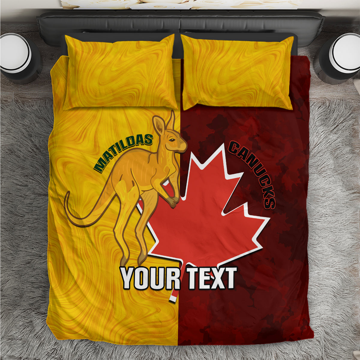 Custom Australia And Canada Soccer Bedding Set Matildas Combine Canucks Together - Wonder Print Shop