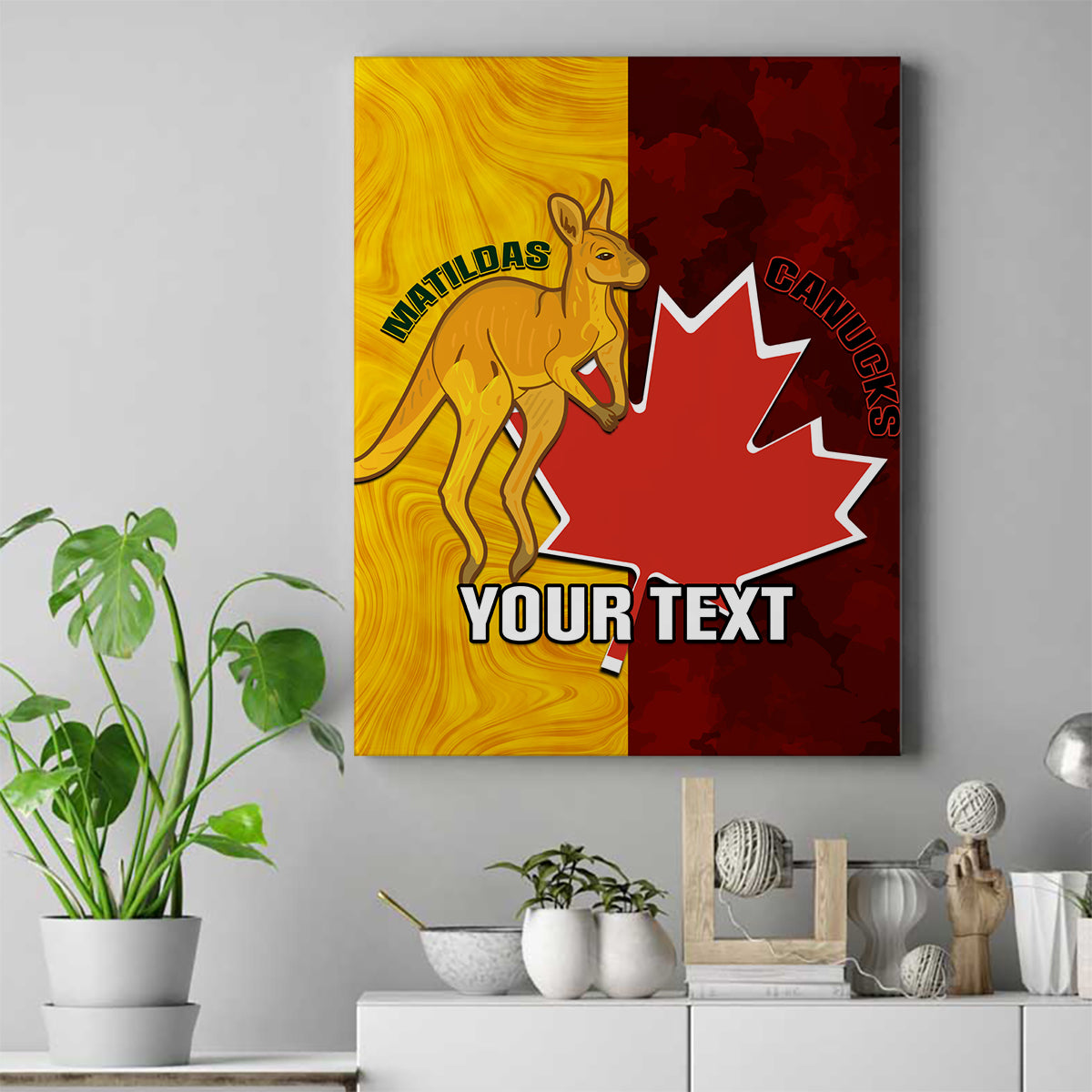 Custom Australia And Canada Soccer Canvas Wall Art Matildas Combine Canucks Together - Wonder Print Shop