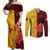 Custom Australia And Canada Soccer Couples Matching Off Shoulder Maxi Dress and Long Sleeve Button Shirt Matildas Combine Canucks Together - Wonder Print Shop