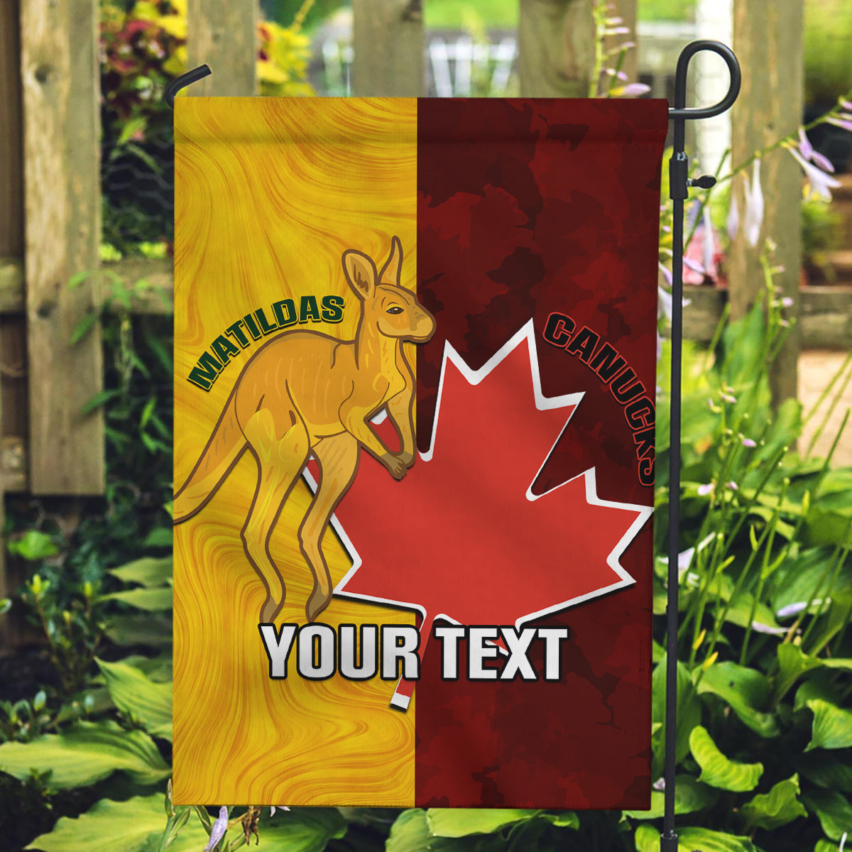 Custom Australia And Canada Soccer Garden Flag Matildas Combine Canucks Together - Wonder Print Shop