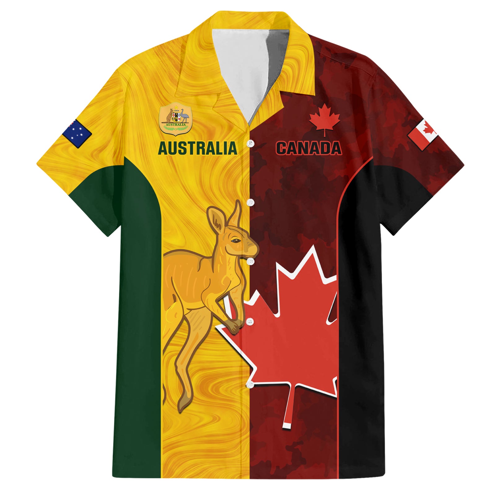 Custom Australia And Canada Soccer Hawaiian Shirt Matildas Combine Canucks Together - Wonder Print Shop