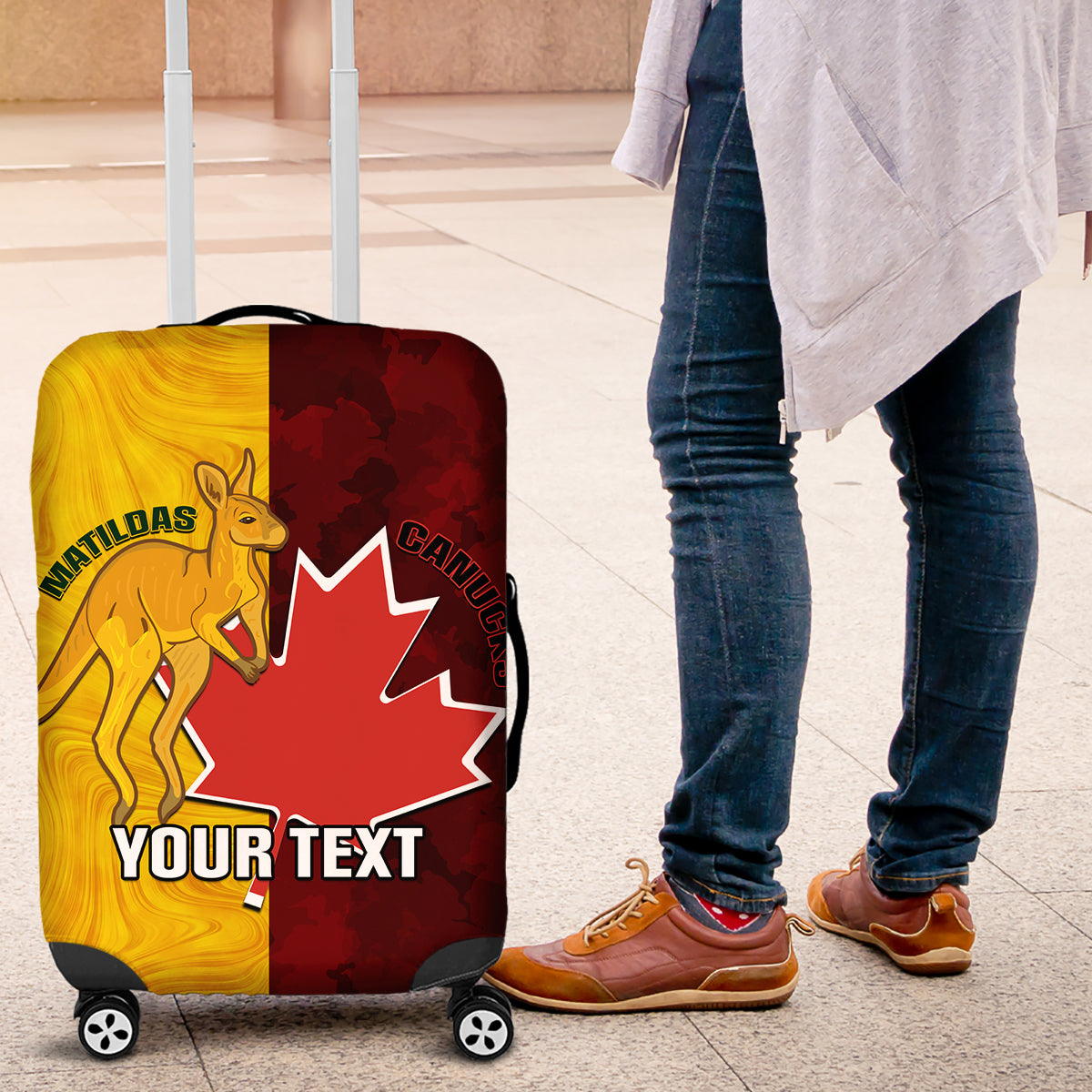 Custom Australia And Canada Soccer Luggage Cover Matildas Combine Canucks Together - Wonder Print Shop